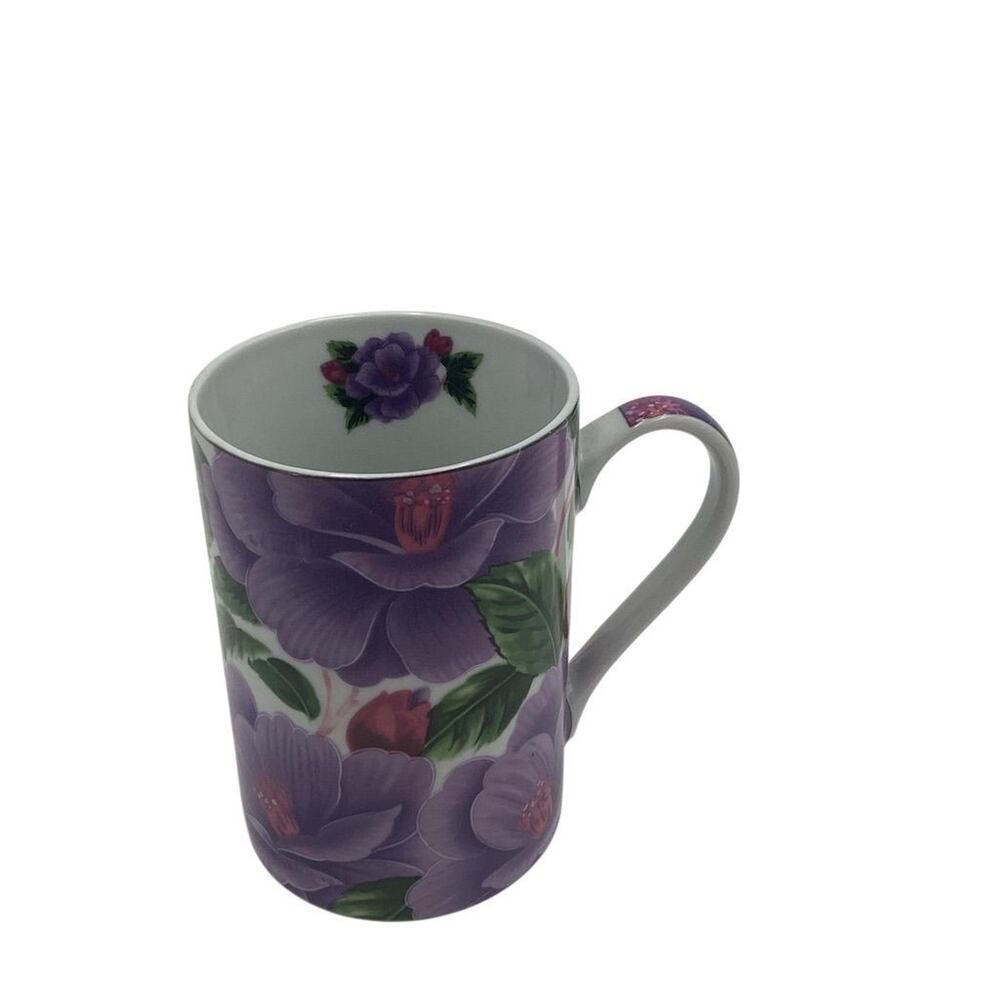Purple Floral Bone China Coffee/Tea Mug Elegant Design